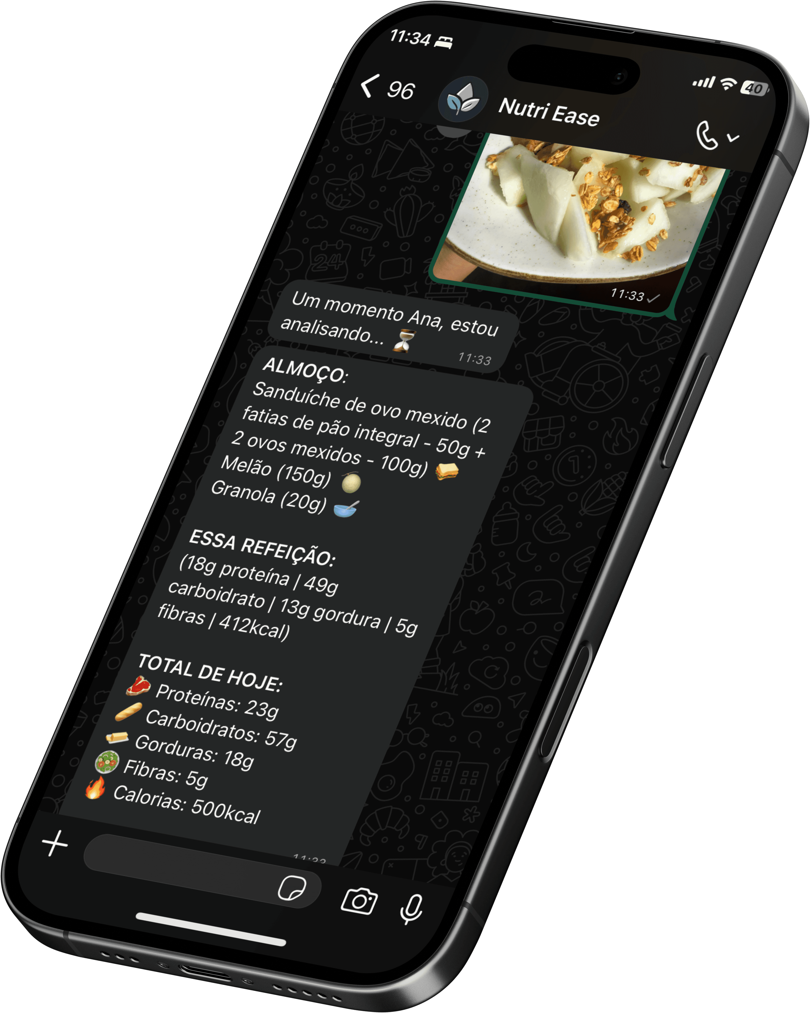 Mockup do Nutri EASE no WhatsApp